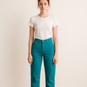 Vintage Wrangler 12MWZBG Cowboy Cut Jeans Turquoise Teal | Women’s 7/8 x 34